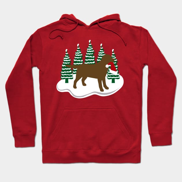 Chocolate Labrador Snow and Christmas Hoodie by HappyLabradors